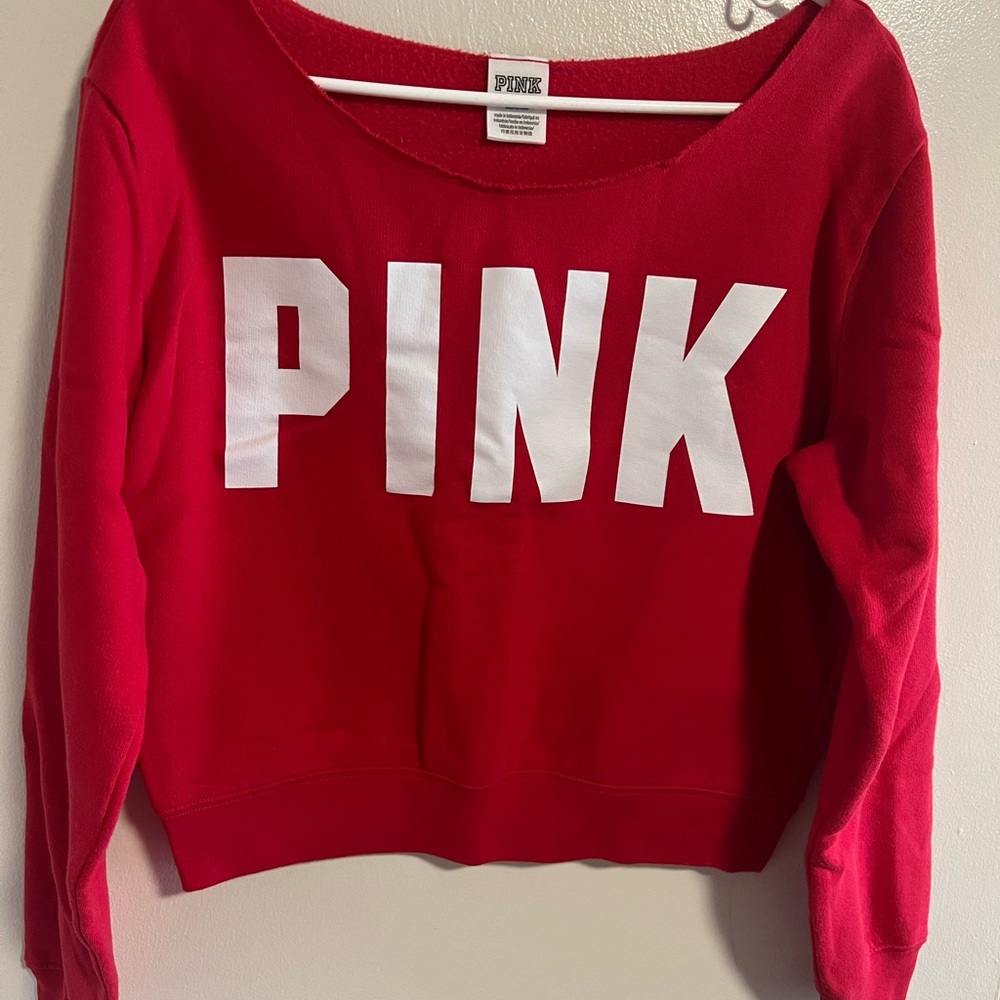 PINK red off shoulder sweatshirt size medium